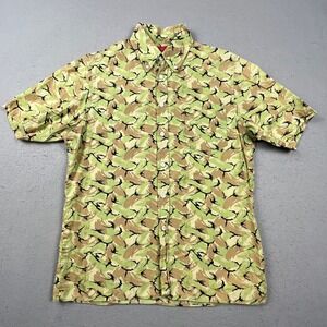 A Bathing Ape BAPE Camo Button Up Shirt Mens S Green Short Sleeve Streetwear